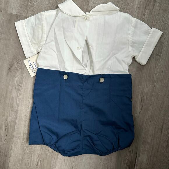 Charly's‎ Boy Kid's VIntage White + Blue Shirt + Shorts Outfit Sailor Dressy 18M - Picture 5 of 10